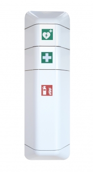 help - Feuerlöscher-Schrank + Aufsatz Defibrillator- und Verbandskasten 