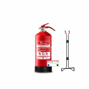 FireLoq 2kg Pulver Löscher 13A 89B C Prüfnachweis Wandhalter Manometer